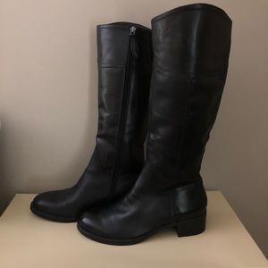Franco Sarto Black Leather Boots, Size 8